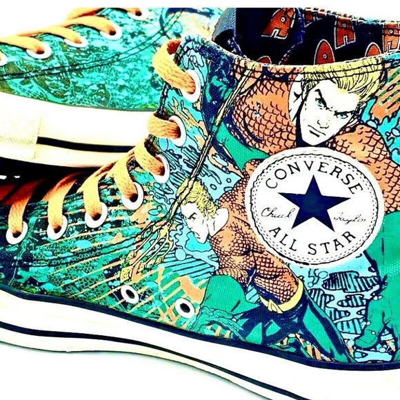 RARE Converse All Star Chuck Taylor Aquaman DC Shoes Men's size 9 Women's 11 - Picture 9 of 12